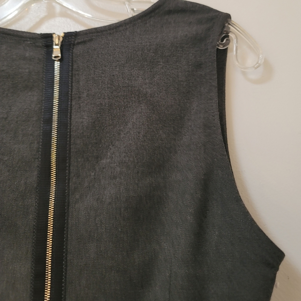 Sandro Paris Dress Gray Ruffle Trim Ribbon Belted Sheath Stretch Size Small New - Picture 13 of 16
